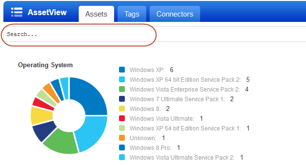 Search field on Assets list.