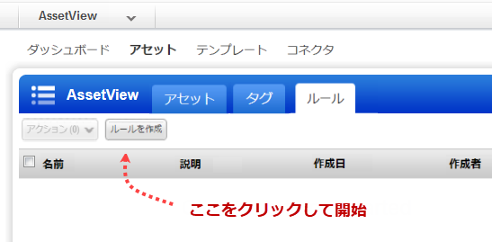 「ルールを作成」ボタン。