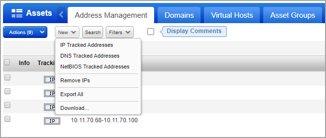 Address Management New menu