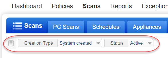 Search by creation type and status